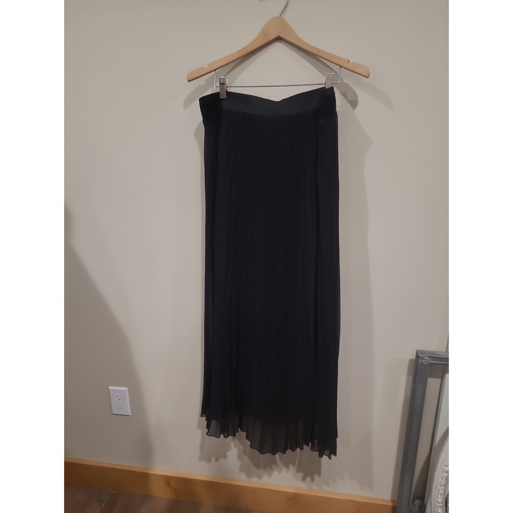 Lavish Women SZ XL Sheer Black Pleated Pull on Maxi Skirt Lined Festive Party